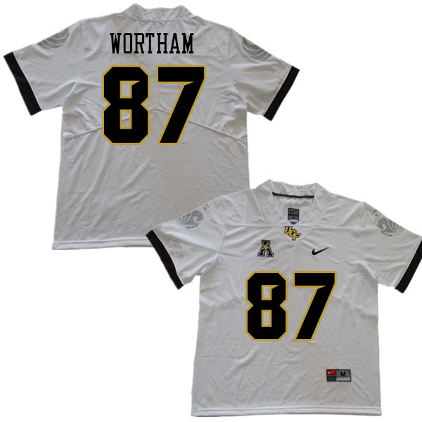 Men #87 Dwartney Wortham UCF Knights College Football Jerseys Stitched Sale-White - Click Image to Close